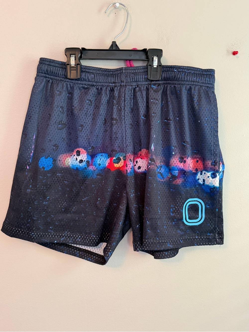 Overtime Black Athletic Shorts with Multicolor Accent